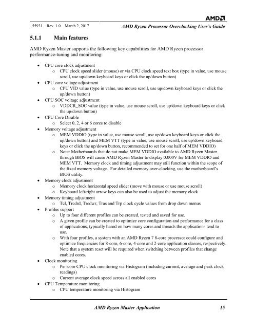 AMD Ryzen Processor and AMD Ryzen Master Over-clocking User’s Guide