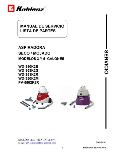 aspiradora wd-353 k2g, wd-380 k2b, wd-k2m, wd-351 k2r, pv-5502 k2r
