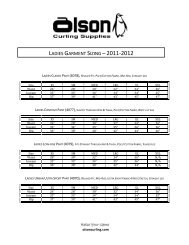 LADIES GARMENT SIZING â€“2011-2012 - Olson Curling Supplies