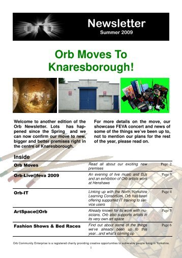 Newsletter Orb Moves To Knaresborough! - ORB Community Arts