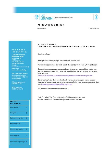 NIEUWSBRIEF - UZ Leuven