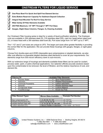onstream filters for liquid service - Smither Equipment, Inc.