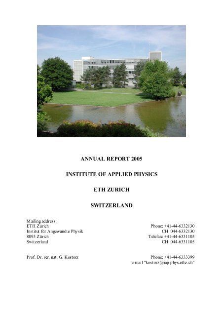annual report 2005 institute of applied physics eth zurich switzerland