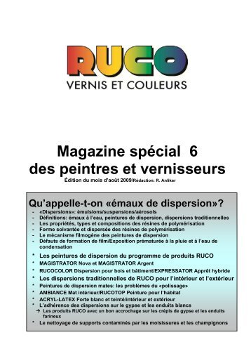 Les peintures de dispersion - Ruco