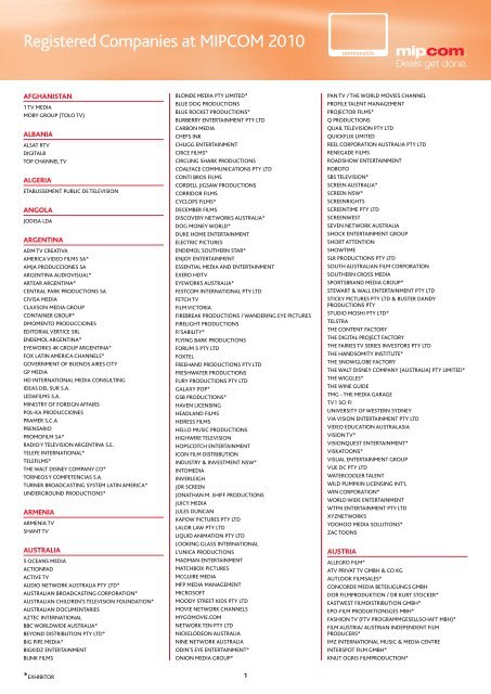 2010 participating companies - MIPWorld