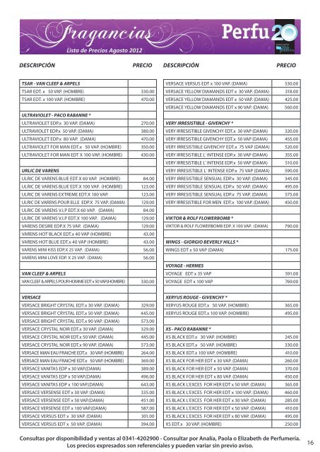 Lista de Precios Agosto 2012 â€œOFERTA ... - Drogueria 20 de Junio