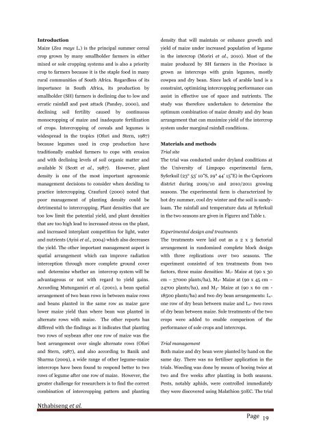 Response of a maize or dry bean intercrop to maize density and dry bean arrangement under rainfed conditions