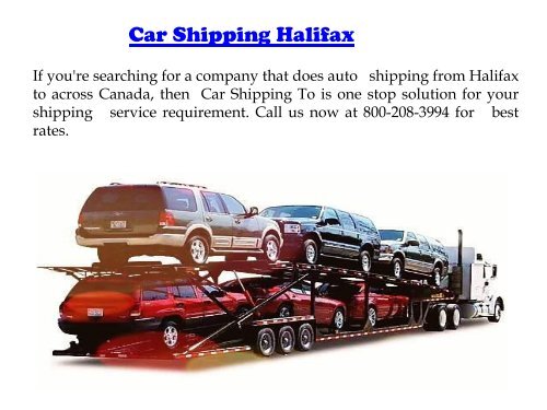 Halifax Car Shipping