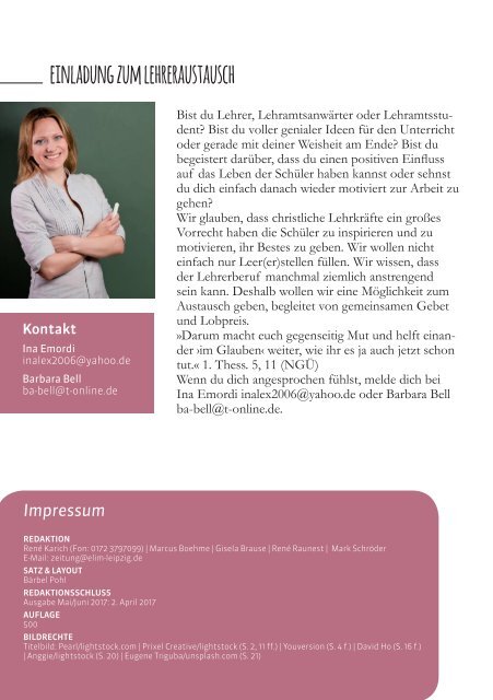 Elim Magazin März / April 2017