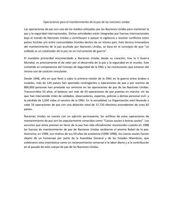 Operaciones para el mantenimiento de la paz de las naciones unidas pdf