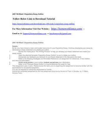 Personal Essay Thesis Statement Graduating High School Essay also English Literature Essay Topics Unv Week Expository Essay Outline Example Of An Essay With A Thesis Statement