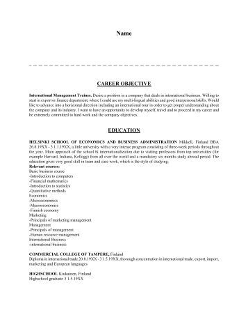 management trainee resume