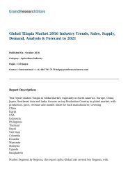 Global Tilapia Market 2016 Industry Trends, Sales, Supply, Demand, Analysis & Forecast to 2021