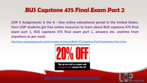 BUS 475 Capstone Final Examination Part 2 2017 Questions and Answers
