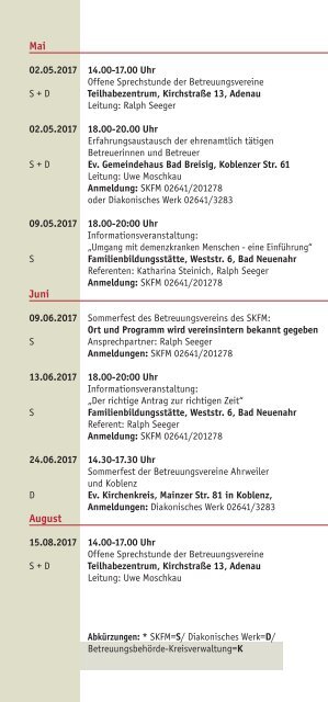 Betreuung im Landkreis Ahrweiler - Programm 2017