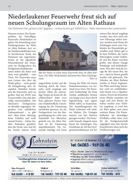 Weilroder Gazette März/April 2017