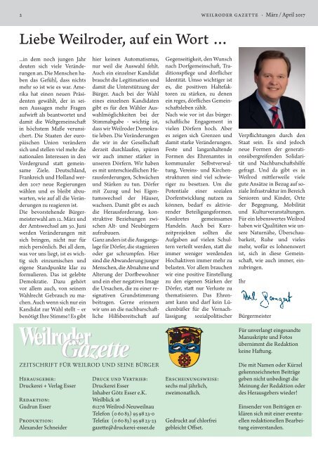 Weilroder Gazette März/April 2017