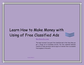 Learn How to Make Money with Using of Free Classified Ads