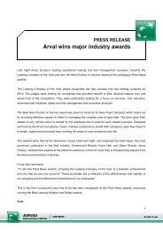 PRESS RELEASE Arval wins major industry awards