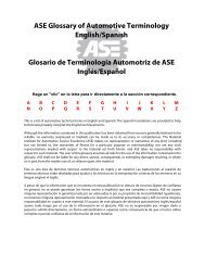 ASE Glossary of Automotive Terminology English/Spanish Glosario ...