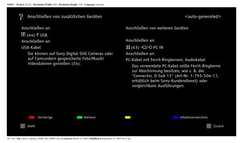 Sony KDL-46Z5800 - KDL-46Z5800 Istruzioni per l'uso Tedesco