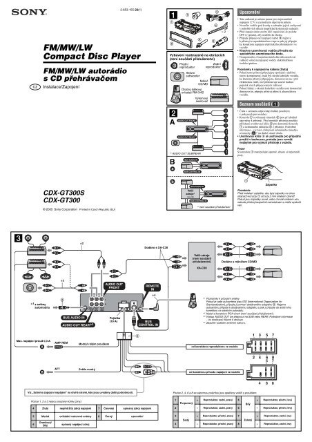 Sony CDX-GT300 - CDX-GT300 Guida di installazione Ceco
