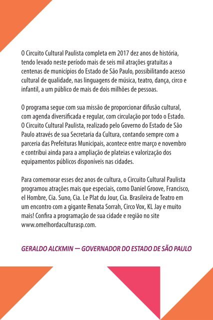 Saiu a programação do 1º Bimestre do Circuito Cultural Paulista 2017