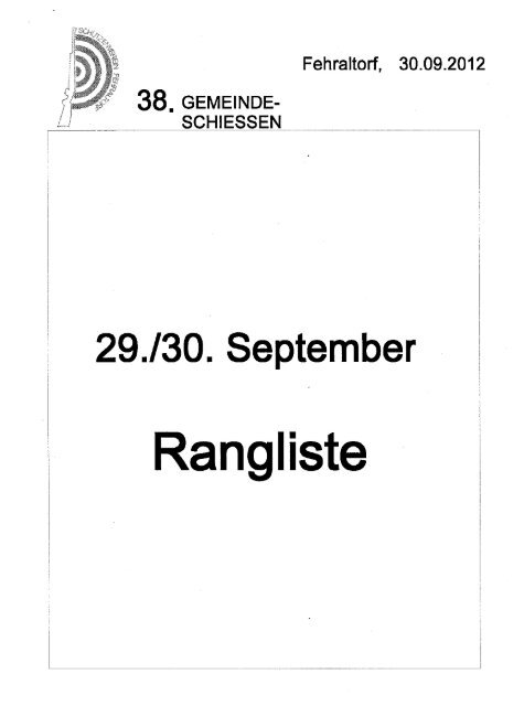 Rangliste Gemeindeschiessen 2012 - Schützenverein Fehraltorf