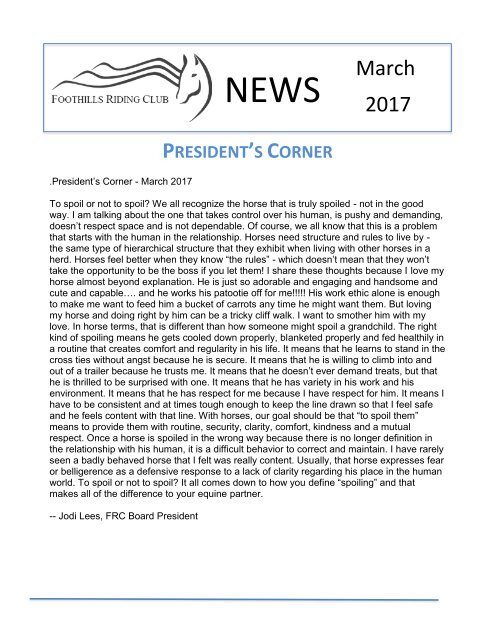 March 2017 FRC Member Newsletter