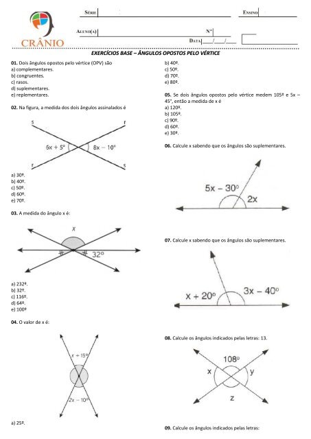 ANGULOS OPOSTOS PELOS VERTICES