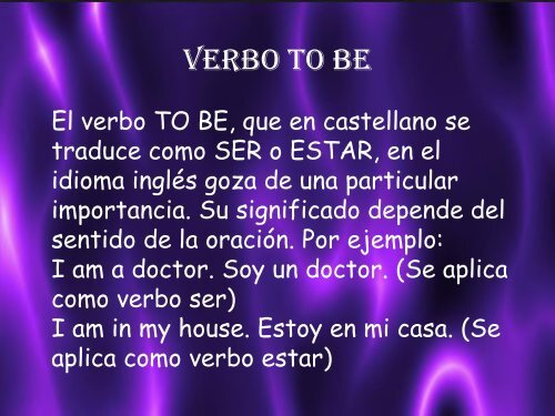 Verbo to be 