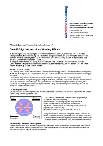 Die 4 Erfolgsfaktoren eines Winning TEAMs - cgi.datacomm.ch