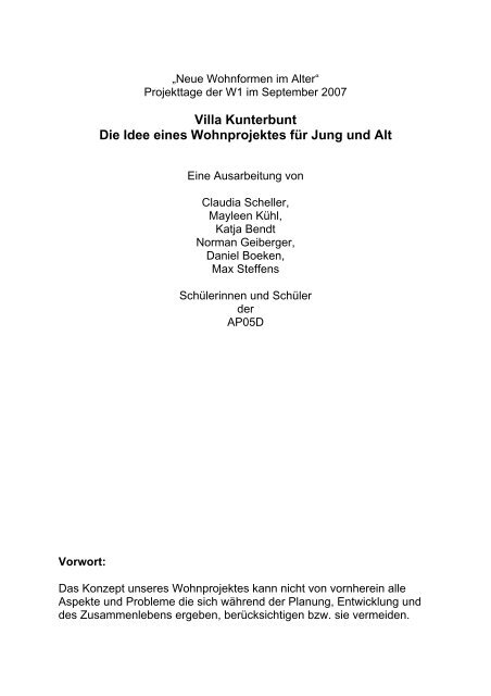 Villa Kunterbunt Die Idee eines Wohnprojektes für Jung und Alt