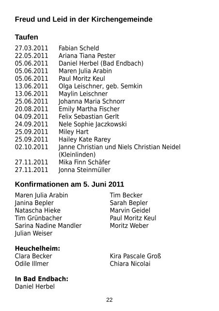 Weihnachten 2011 - Evangelische Kirchengemeinde Kinzenbach