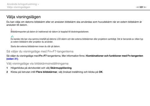 Sony VGN-SR59TG - VGN-SR59TG Istruzioni per l'uso Svedese