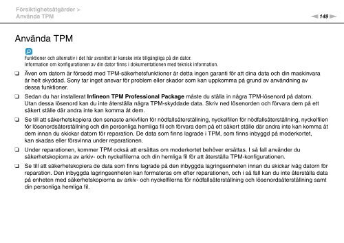 Sony VGN-SR59TG - VGN-SR59TG Istruzioni per l'uso Svedese