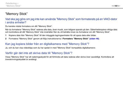 Sony VGN-SR59TG - VGN-SR59TG Istruzioni per l'uso Svedese