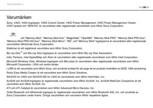 Sony VGN-SR59TG - VGN-SR59TG Istruzioni per l'uso Svedese