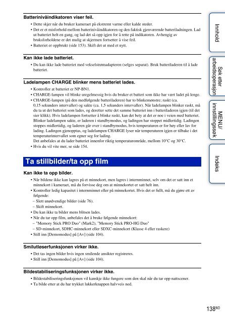 Sony DSC-T99D - DSC-T99D Istruzioni per l'uso Norvegese