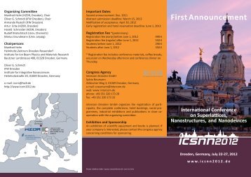 First Announcement International Conference on Superlatti ces ...