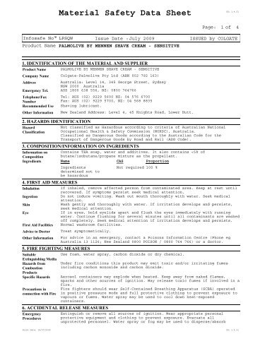 Material Safety Data Sheet - Colgate Australia