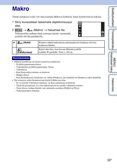 Sony DSC-T99D - DSC-T99D Istruzioni per l'uso Finlandese
