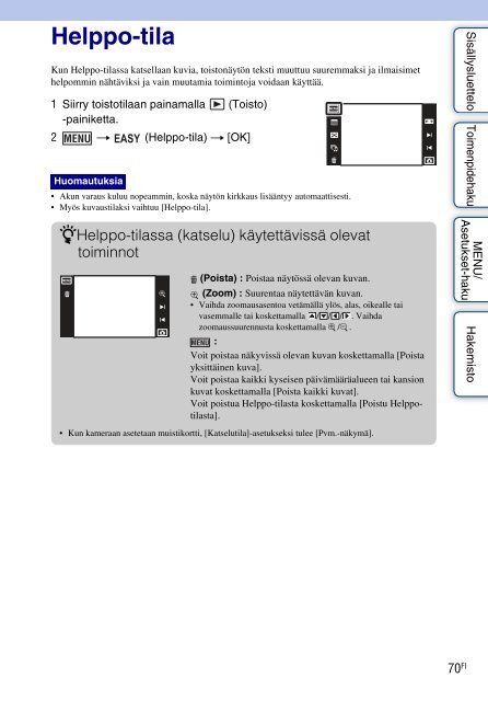 Sony DSC-T99D - DSC-T99D Istruzioni per l'uso Finlandese