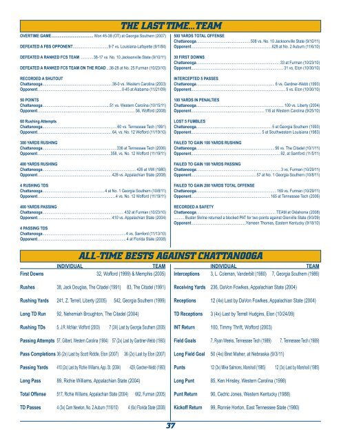 Chattanooga Football 2012 SUMMER PRoSPECtUS - UTC Athletics