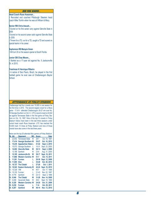 Chattanooga Football 2012 SUMMER PRoSPECtUS - UTC Athletics