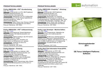 PRODUKTSCHULUNGEN - B+I Automation AG