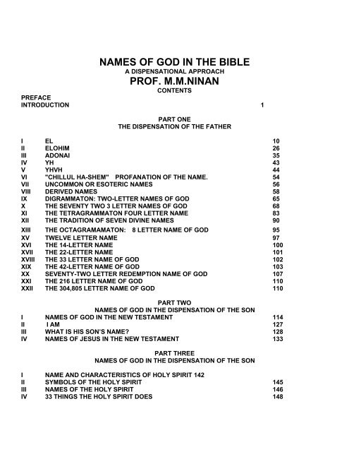 THE NAMES OF GOD