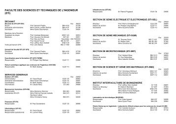 faculte des sciences et techniques de l'ingenieur (sti) - EPFL