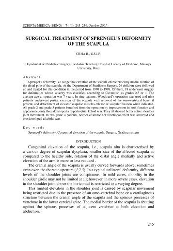 surgical treatment of sprengel's deformity of the scapula