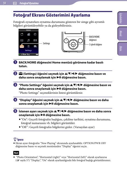 Sony NWZ-E435F - NWZ-E435F Istruzioni per l'uso Turco